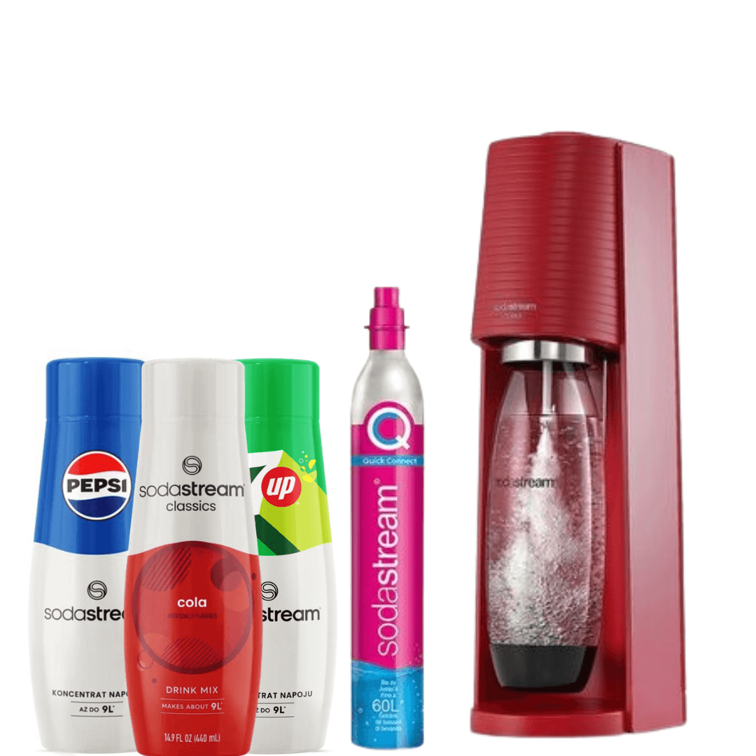 SodaStream SodaStream Výrobník sody Terra Red + 3 x sirupy SodaStream