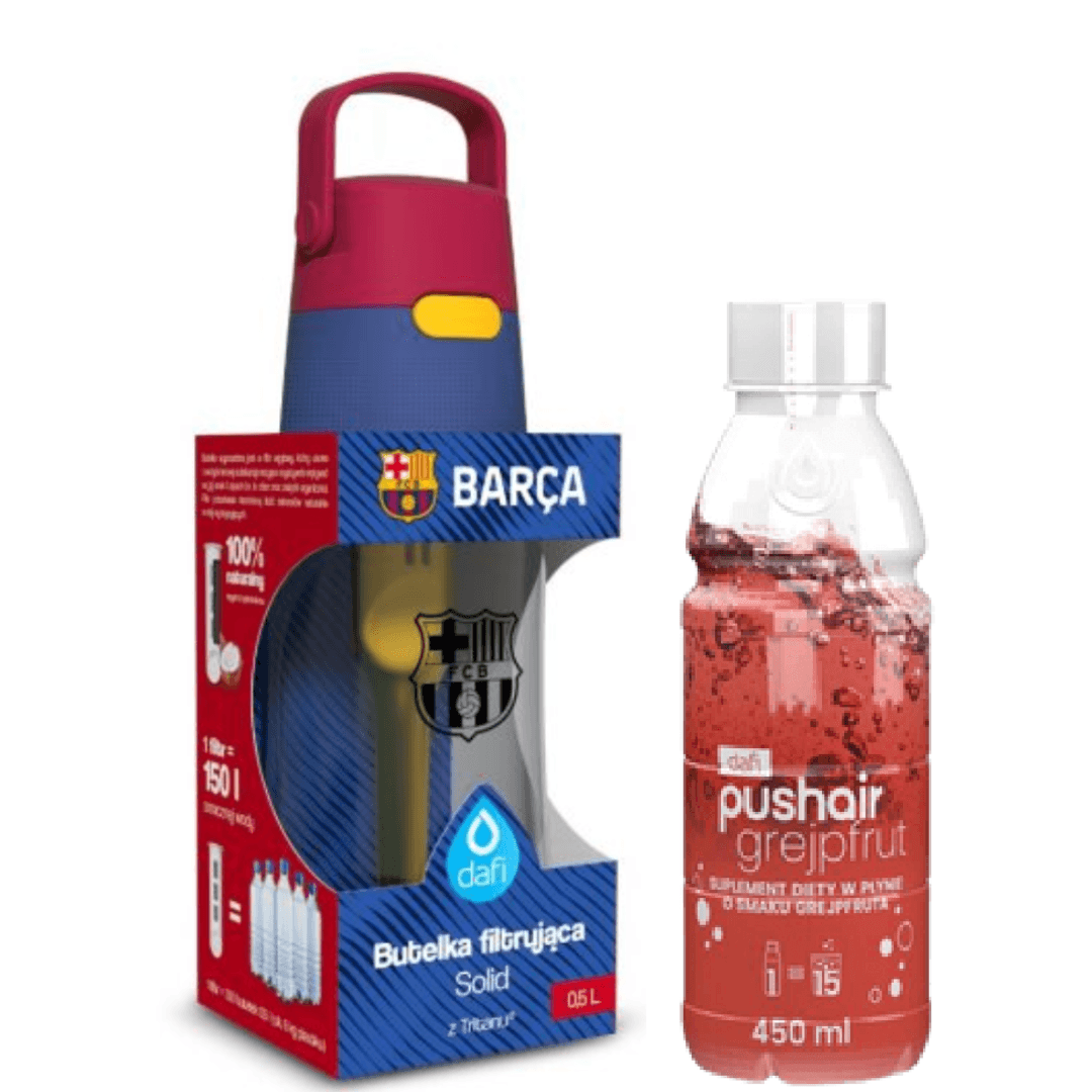 Dafi Solid 0.5 L filtering bottle FC Barcelona + Grapefruit syrup