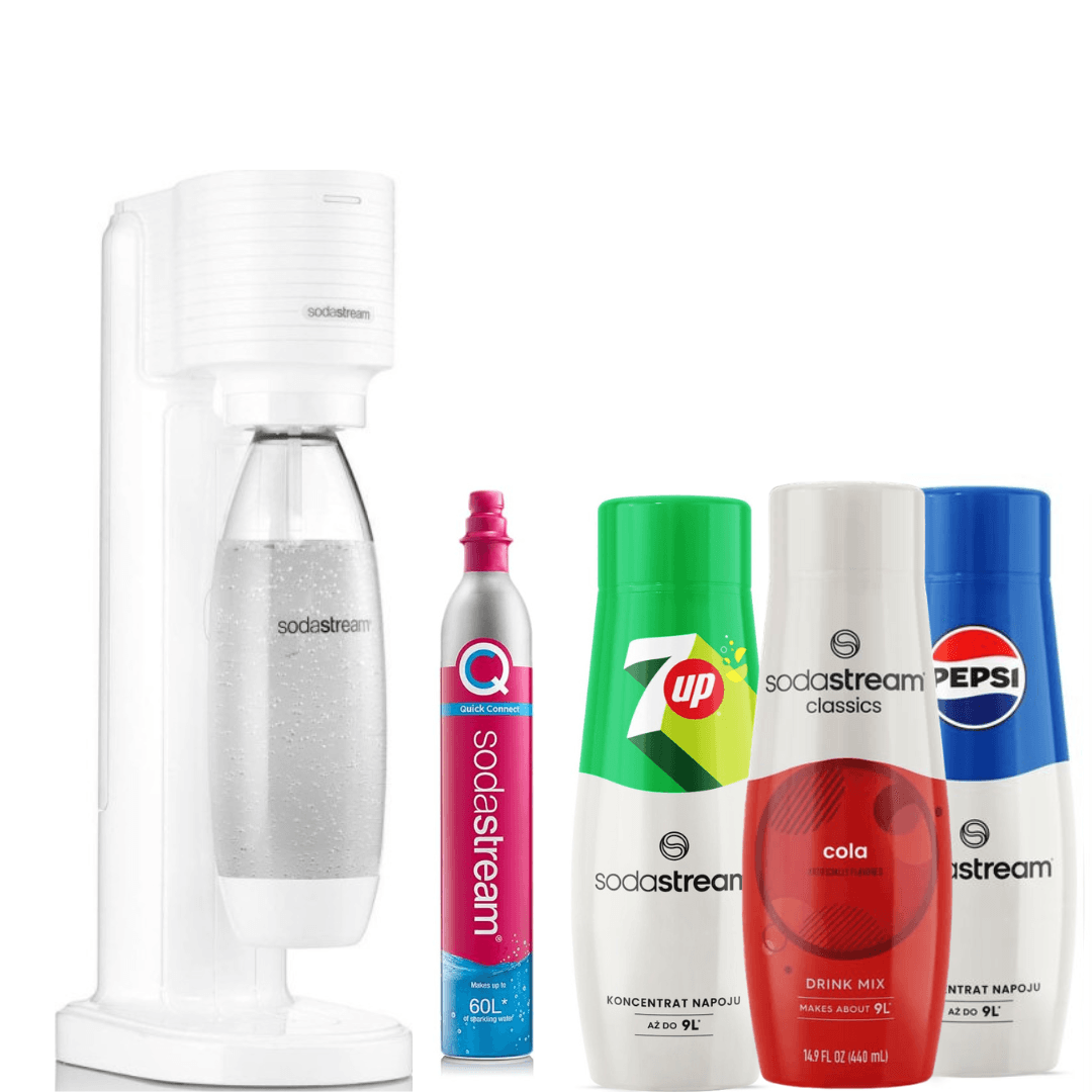 GAIA White výrobník perlivé vody + SodaStream 3 sirupy