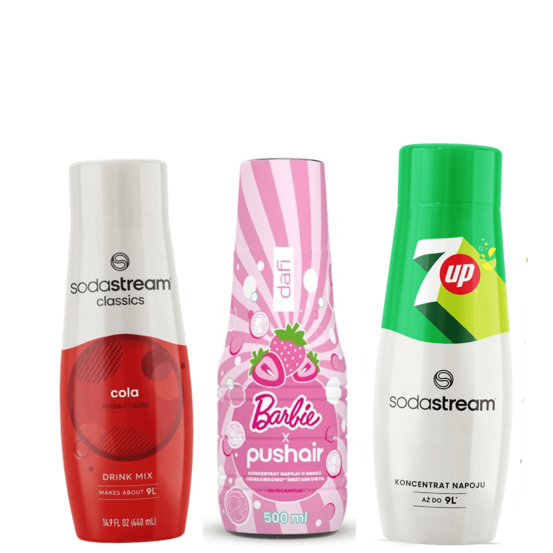 PUSHAIR BARBIE + sirupy SodaStream COLA a 7 UP