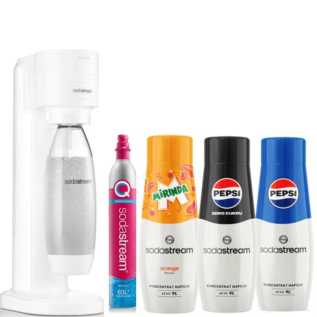 SodaStream 3 sirupy +GAIA White výrobník perlivé vody