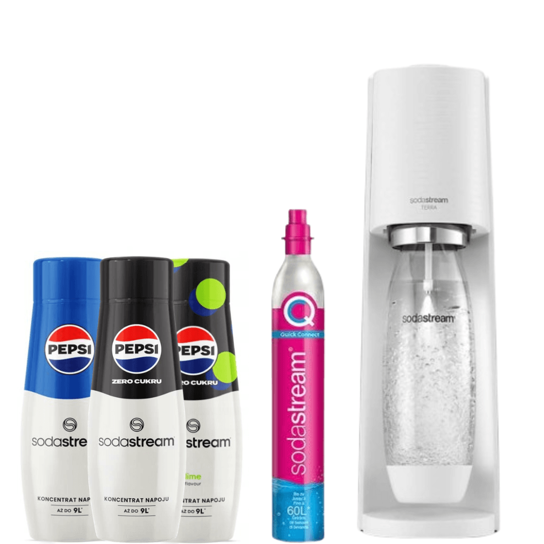Sodovkovač Terra White + 3 x Sirupy