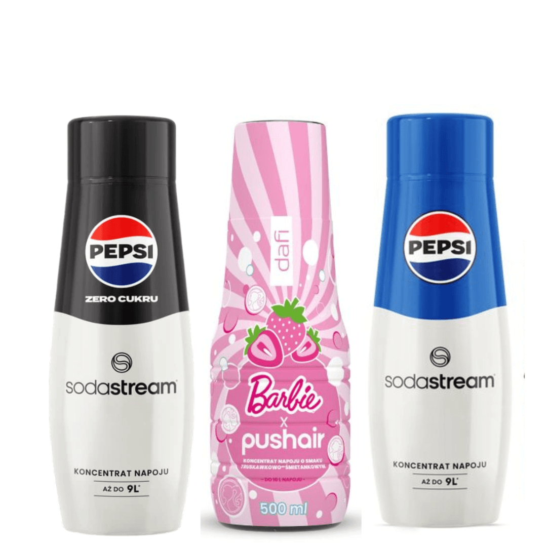 PUSHAIR BARBIE + SodaStream PEPSI a PEPSI MAX sirupy