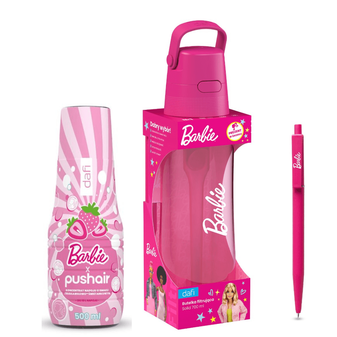 Barbie SOLID 0.7 filtrační láhev + PUSHAIR BARBIE sirup na vodu 500 ml