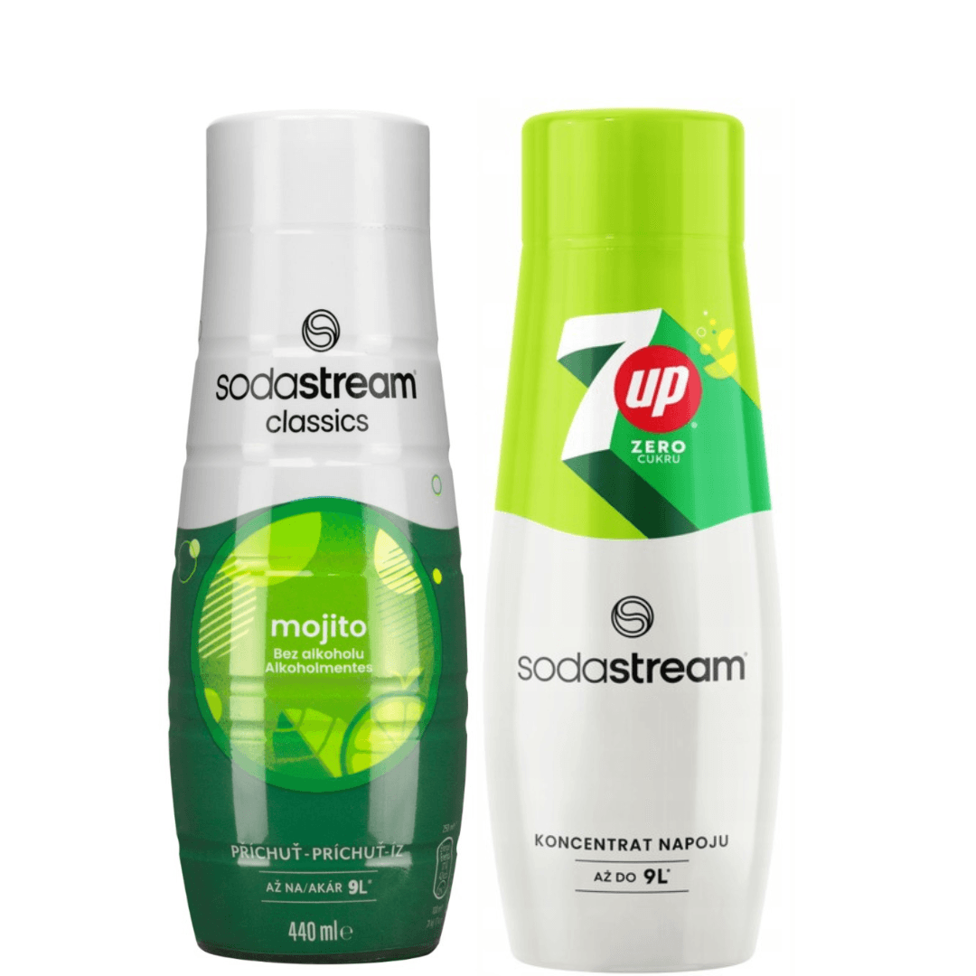 2 x SodaStream MOJITO + 7 UP ZERO sirupy