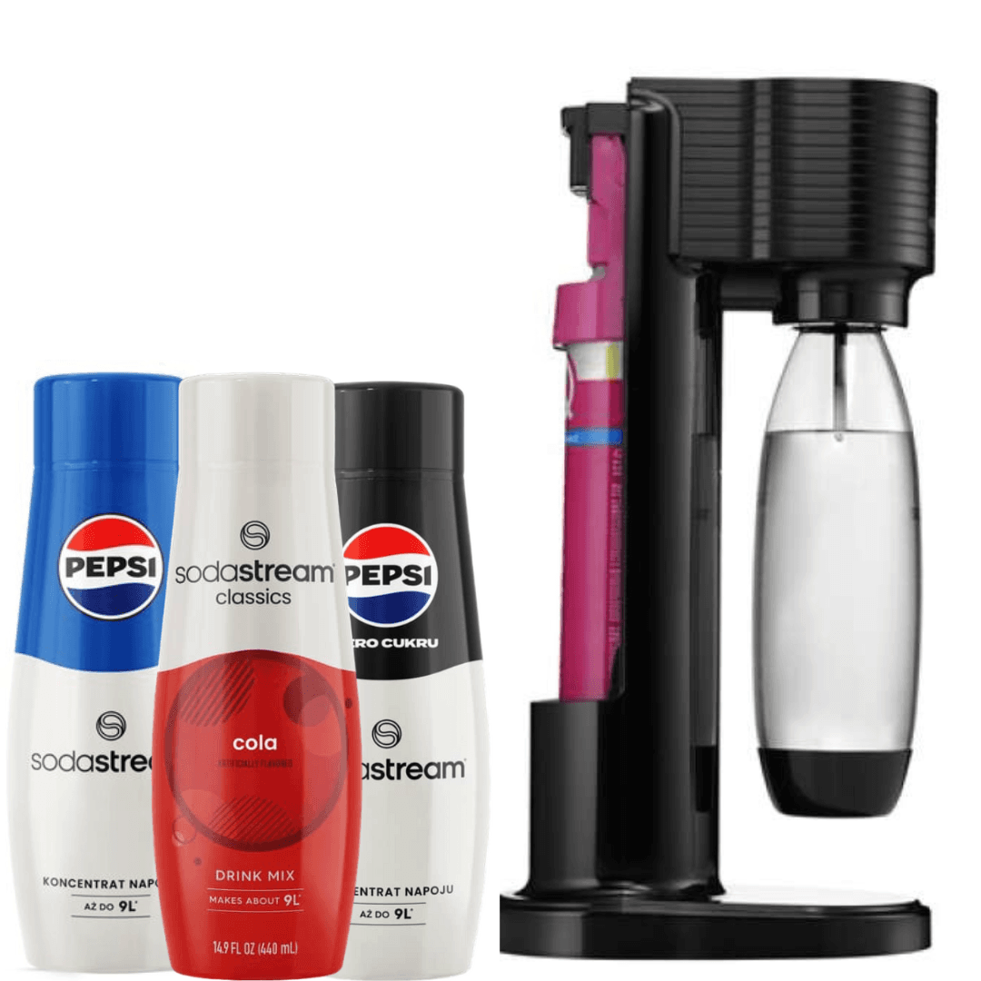 GAIA Black výrobník perlivé vody +Sirupy 3 x