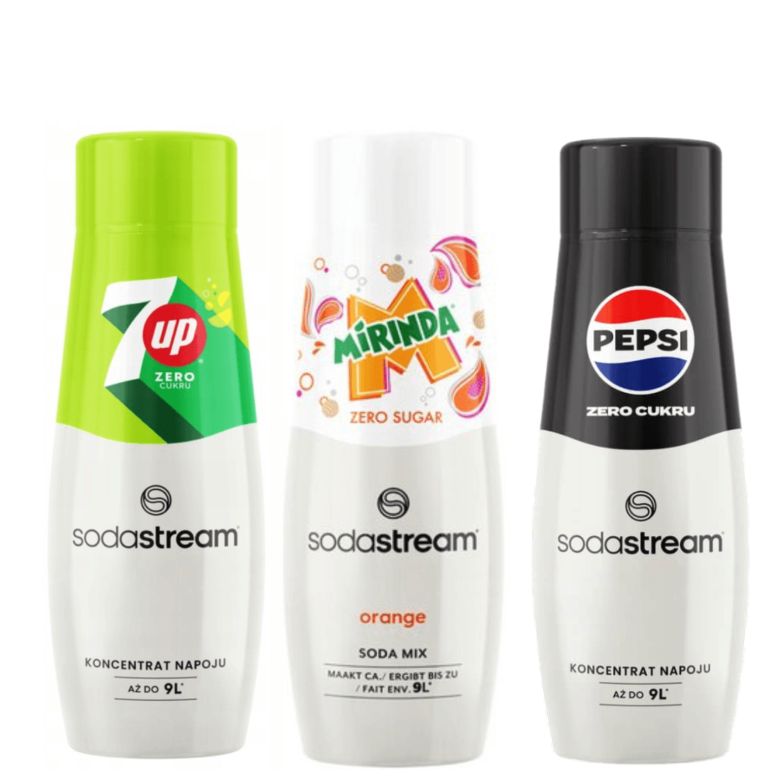 3x 7UP + PEPSI MAX + MIRINDA ZERO sirupy