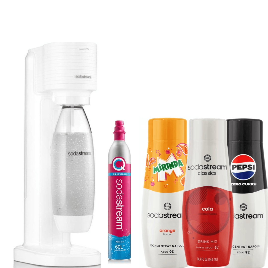 SodaStream GAIA White výrobník perlivé vody + 3 sirupy