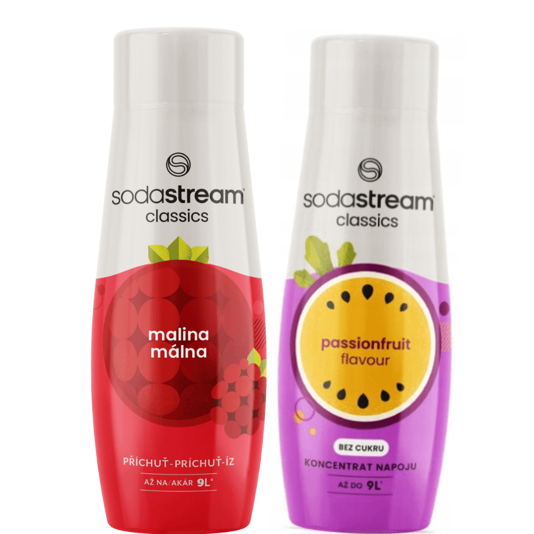 2 × SodaStream Malina + Marakuja sirupy