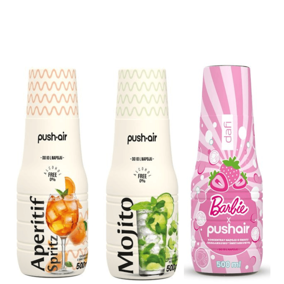 PUSHAIR Sirup na vodu - APERITIF SPRITZ + MOJITO + BARBIE Koncentrát Dafi 500 ml