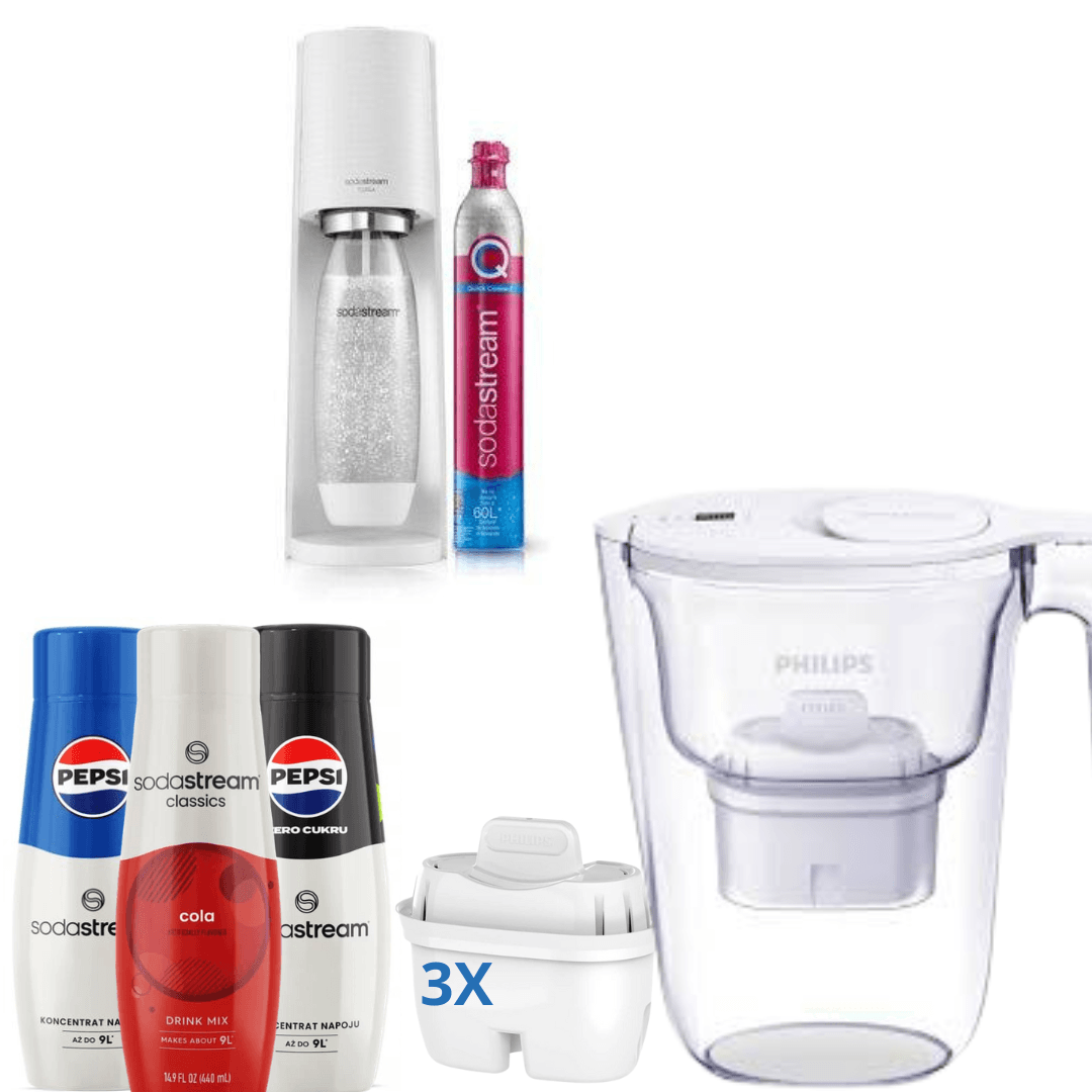 Saturátor Terra White + 3 x Sirupy + Philips filtrační konvice na vodu