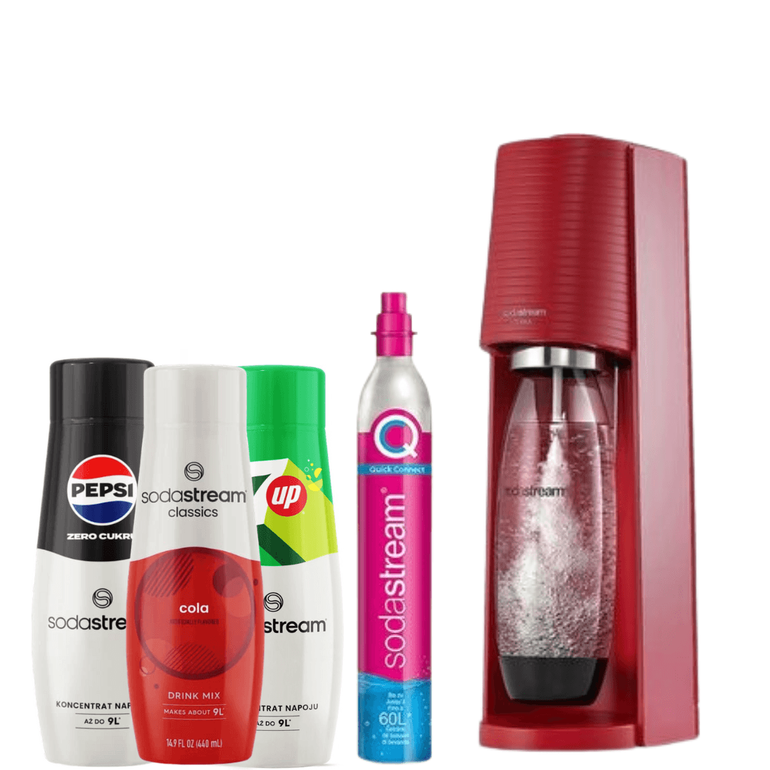 3 x sirupy+ Výrobník sody Terra Red