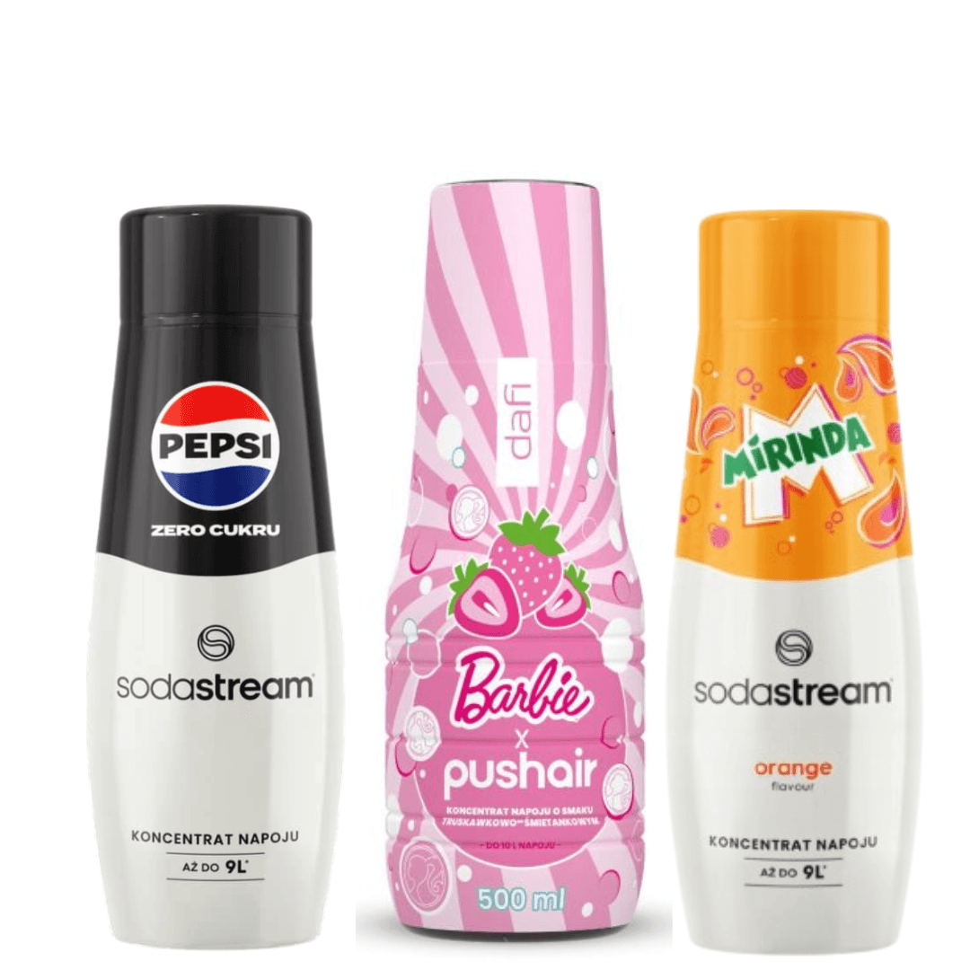 PUSHAIR BARBIE + Sirupy SodaStream MIRINDA a PEPSI MAX