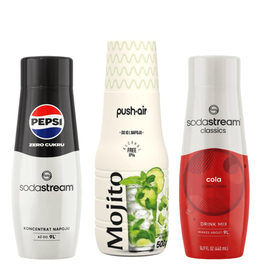 PUSHAIR MOJITO + SodaStream COLA a PEPSI MAX