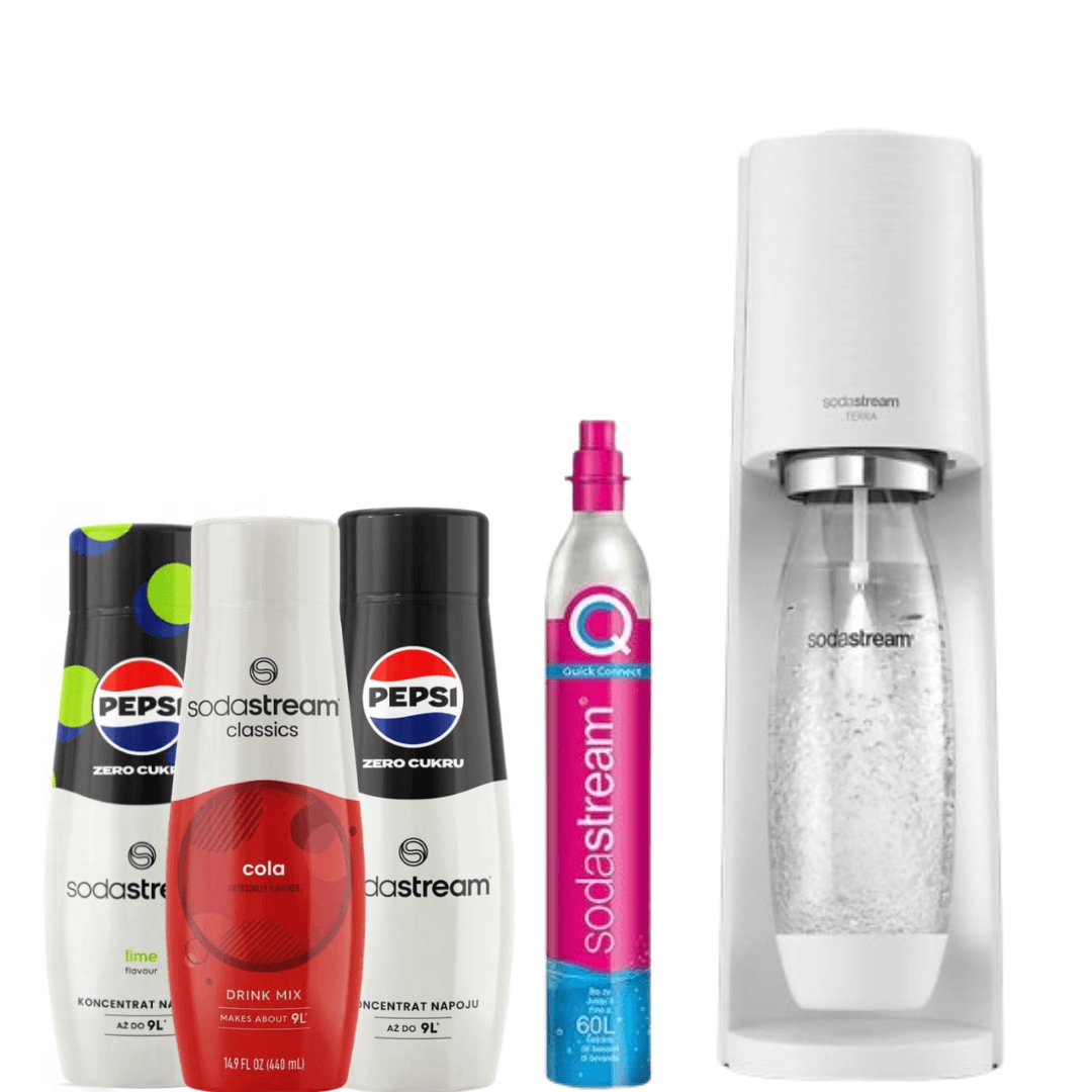 Sodovkovač Terra White + 3 x SodaStream Sirupy