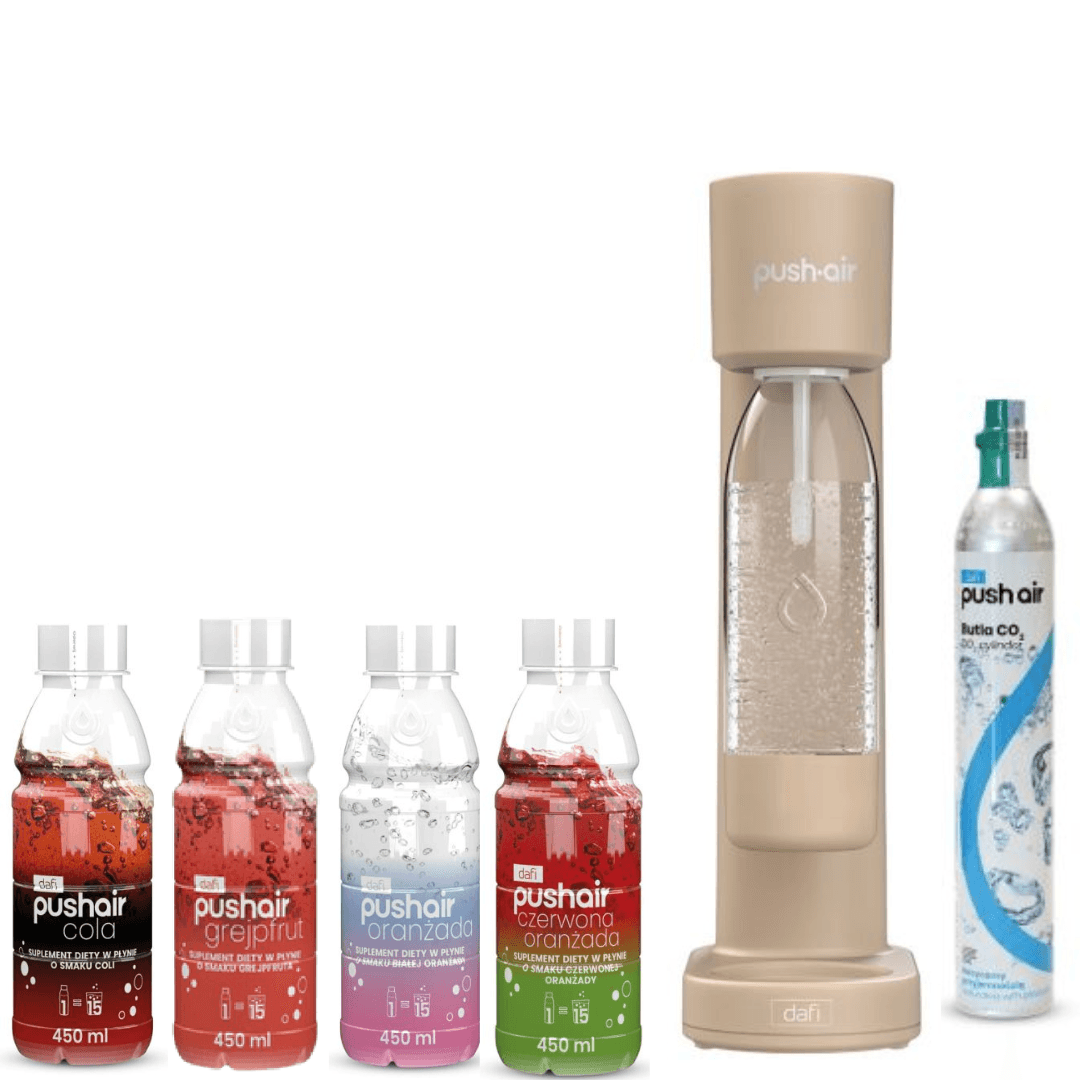 PushAir Saturator Dafi cappuccino kartuše + láhev 0,7 l + 4x sirupy