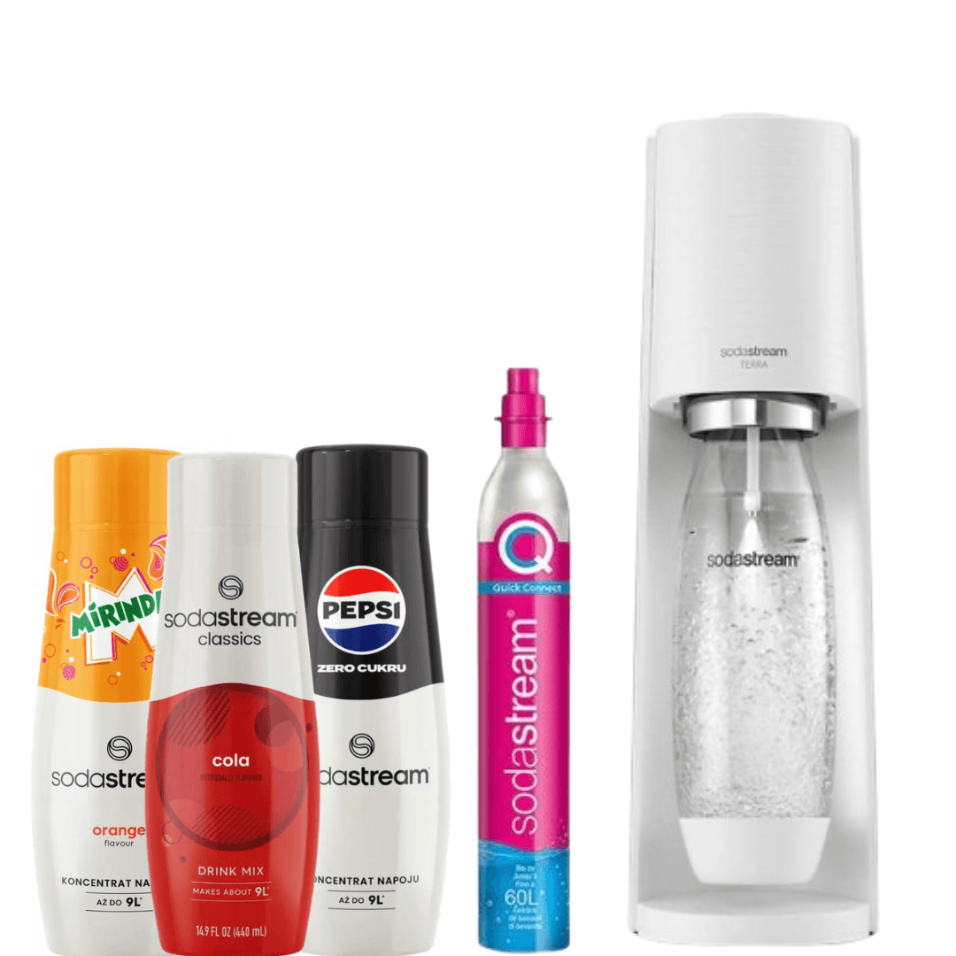 Sodovkovač Terra White + SodaStream 3 x Sirupy