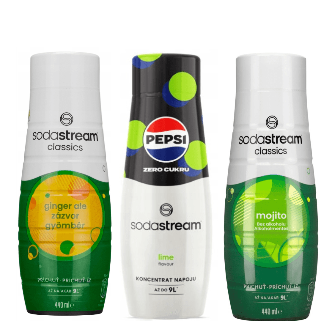 3 x MOJITO + GINGER ALE + PEPSI MAX LIMETKA SIRUPY