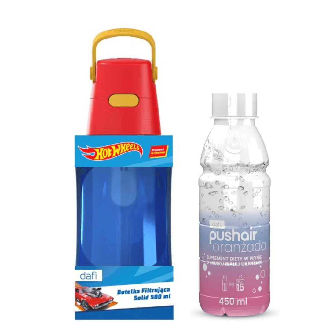 Dafi SOLID HOT WHEELS Filter Bottle 0.5 + White Orange Syrup