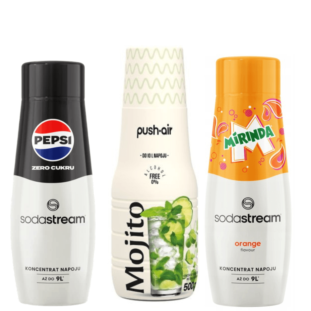 PUSHAIR MOJITO + SodaStream MIRINDA a PEPSI MAX