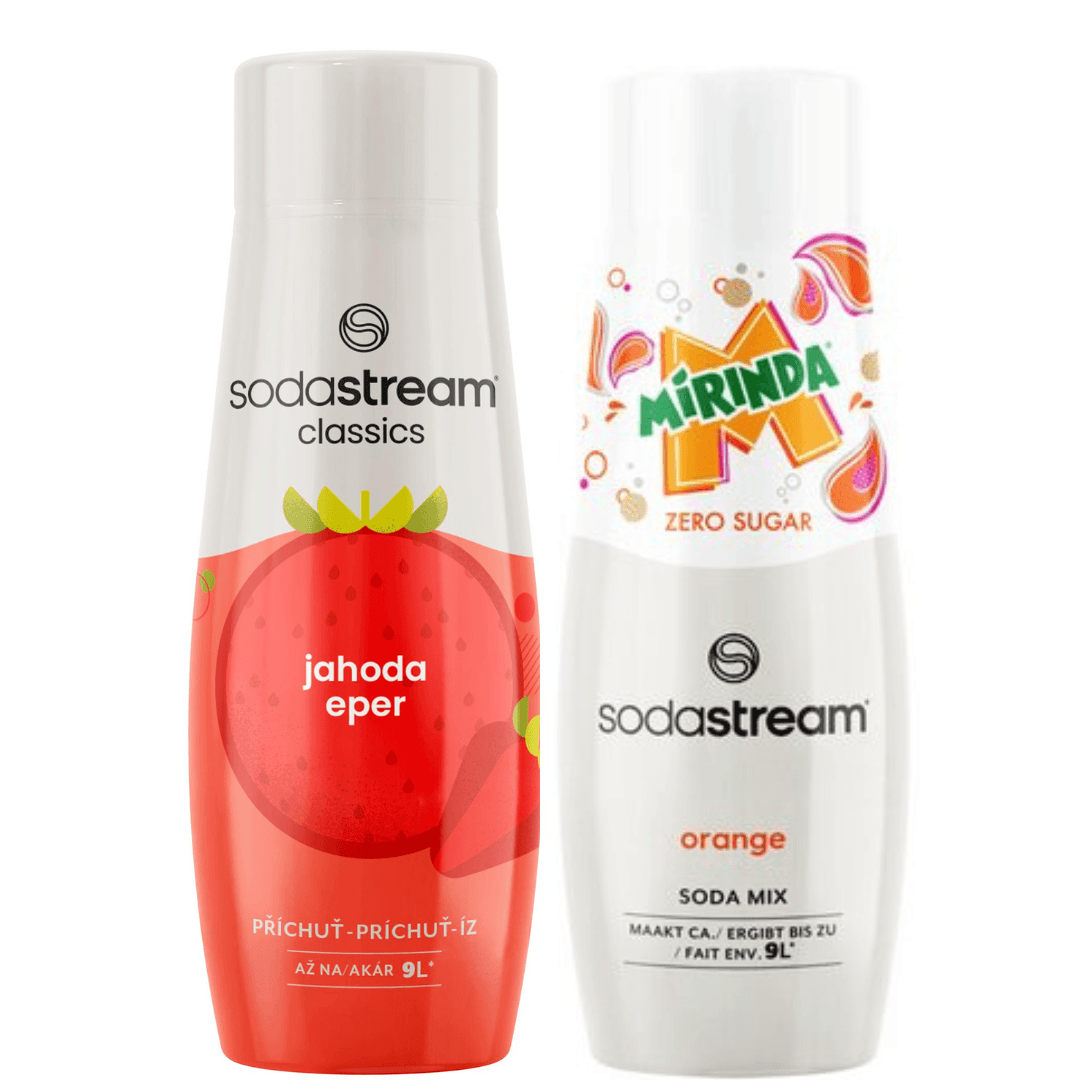 2 x SodaStream Jahoda + Mirinda Light sirupy