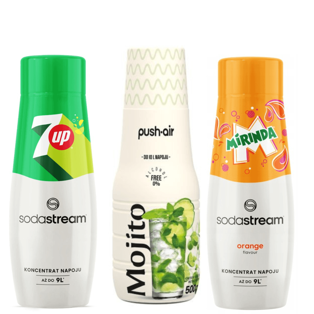 PUSHAIR MOJITO + SodaStream MIRINDA a 7 UP