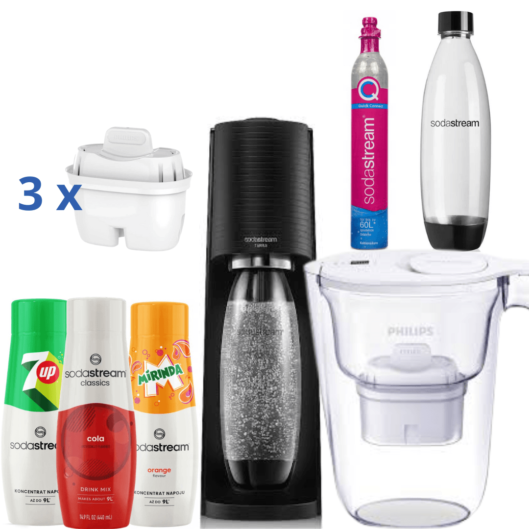 Filtrační konvice Philips na vodu + 3 Sirupy + Saturátor SodaStream