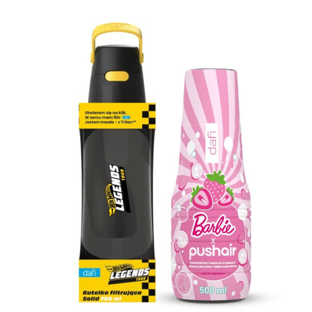 Dafi SOLID HOT WHEELS Filter Bottle 0.7 l + BARBIE Syrup