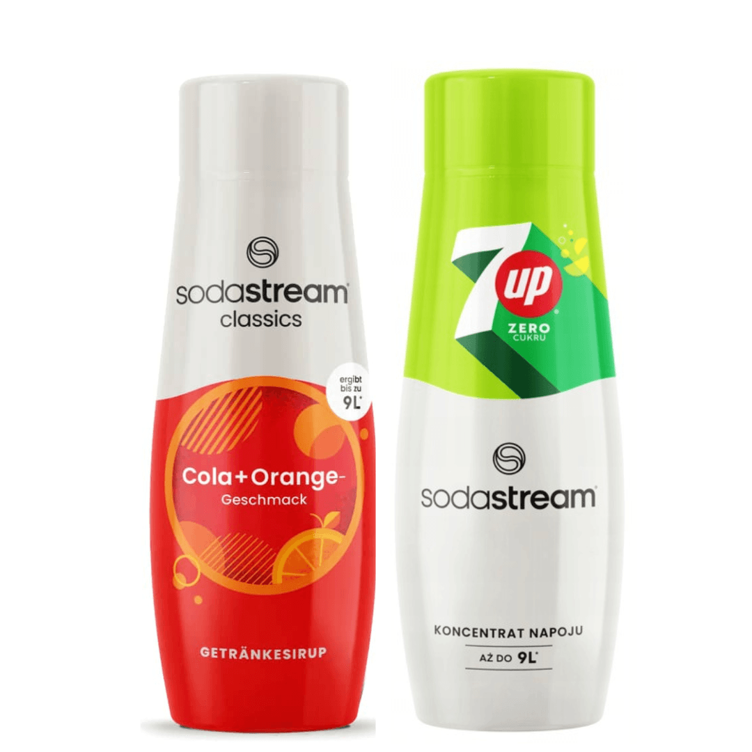 2 x SodaStream 7 UP ZERO + Cola Orange sirupy