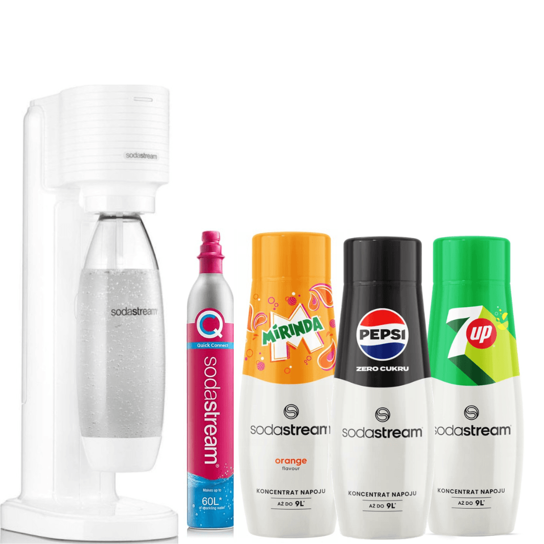 3 x sirupy SodaStream + GAIA White výrobník perlivé vody