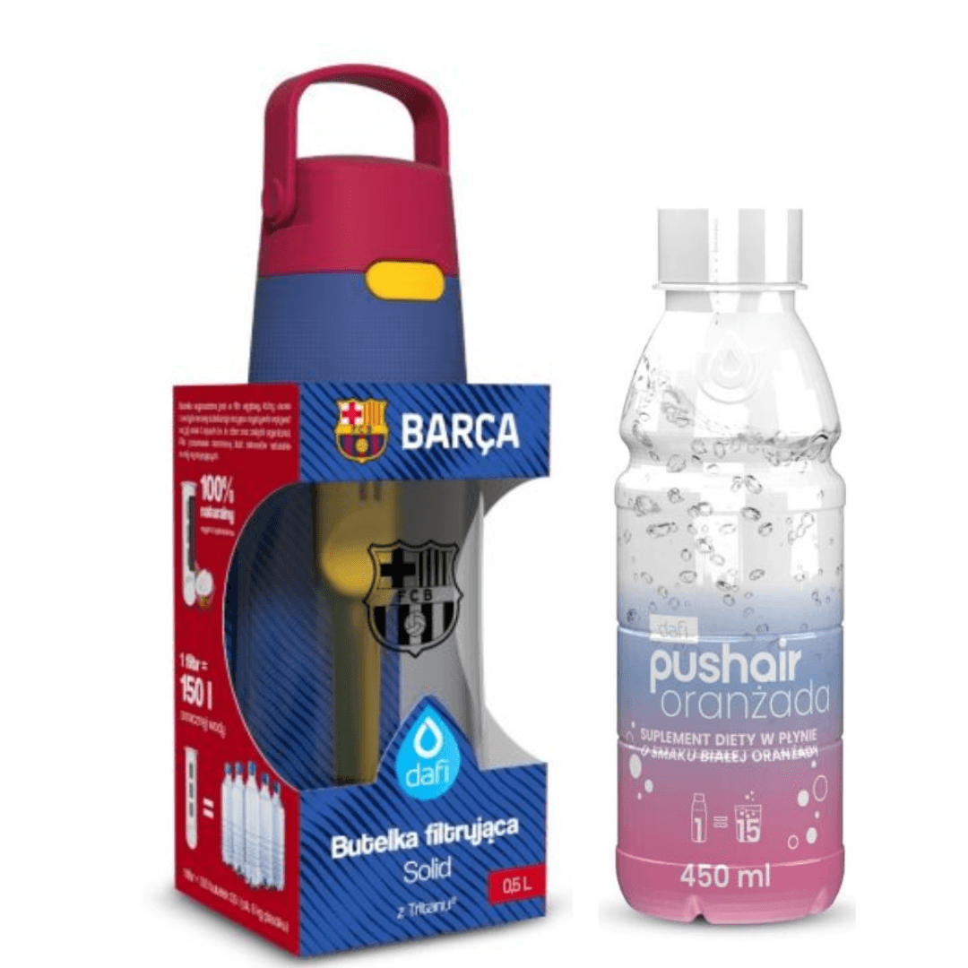Dafi Solid 0.5 L filtering bottle FC Barcelona + White Orange Syrup